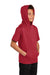 Sport-Tek YST251 Youth Fleece Moisture Wicking Short Sleeve Hooded Sweatshirt Hoodie w/ Pouch Pocket Deep Red Model 3q