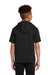 Sport-Tek YST251 Youth Fleece Moisture Wicking Short Sleeve Hooded Sweatshirt Hoodie w/ Pouch Pocket Black Model Back