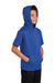 Sport-Tek YST251 Youth Fleece Moisture Wicking Short Sleeve Hooded Sweatshirt Hoodie w/ Pouch Pocket True Royal Blue Model 3q