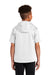 Sport-Tek YST251 Youth Fleece Moisture Wicking Short Sleeve Hooded Sweatshirt Hoodie w/ Pouch Pocket White Model Back