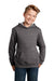 Sport-Tek YST254 Youth Shrink Resistant Fleece Hooded Sweatshirt Hoodie w/ Pouch Pocket Heather Graphite Grey Model Front