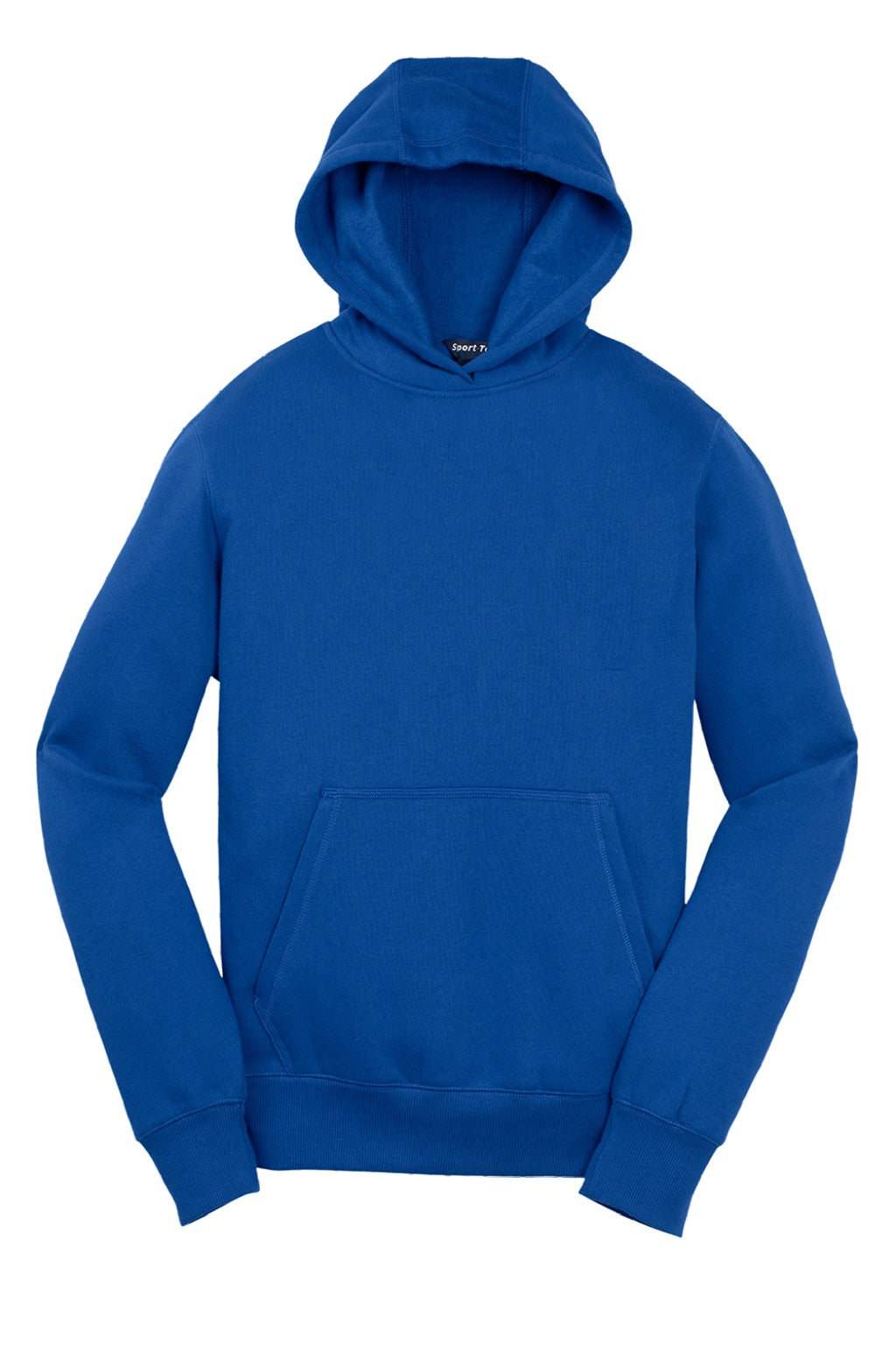 Sport-Tek YST254 Youth Shrink Resistant Fleece Hooded Sweatshirt Hoodie w/ Pouch Pocket True Royal Blue Flat Front