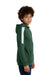 Sport-Tek YST255 Youth Sport-Wick Moisture Wicking United Fleece Hooded Sweatshirt Hoodie w/ Pouch Pocket Forest Green/White Model Side