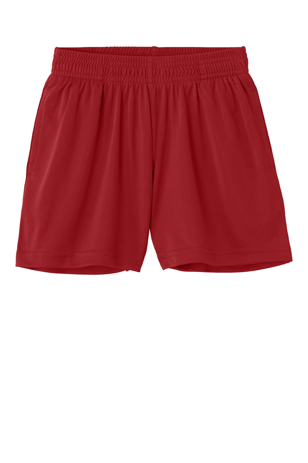 Sport-Tek YST349P Youth PosiCharge Competitor Shorts w/ Pockets Deep Red Flat Front