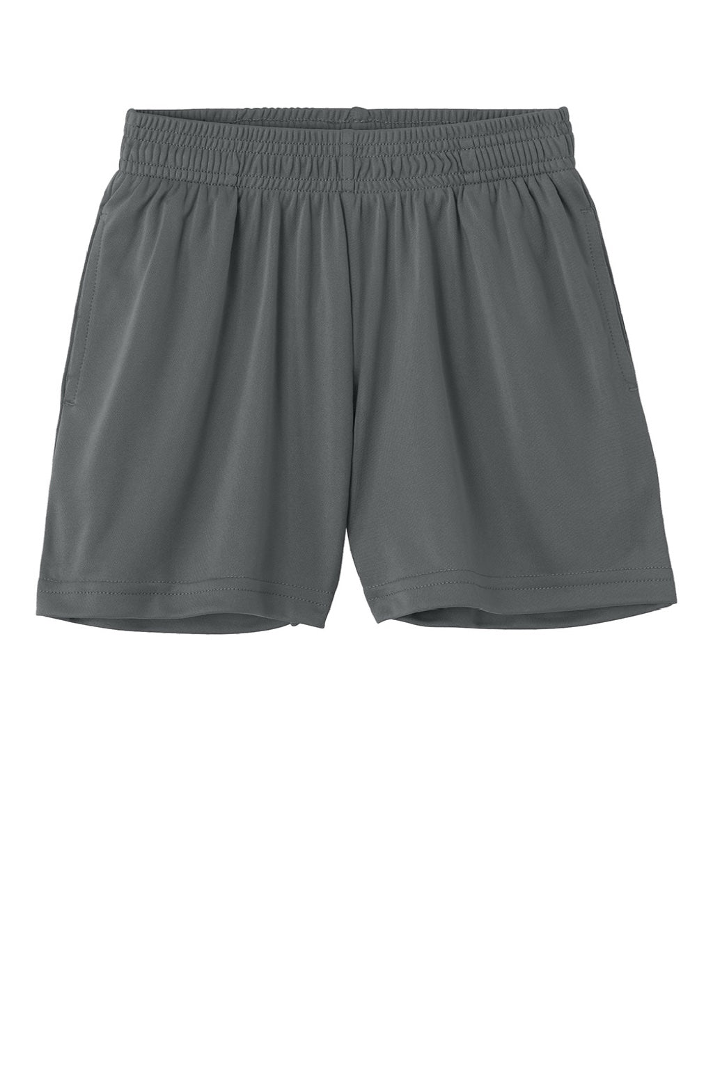 Sport-Tek YST349P Youth PosiCharge Competitor Shorts w/ Pockets Iron Grey Flat Front