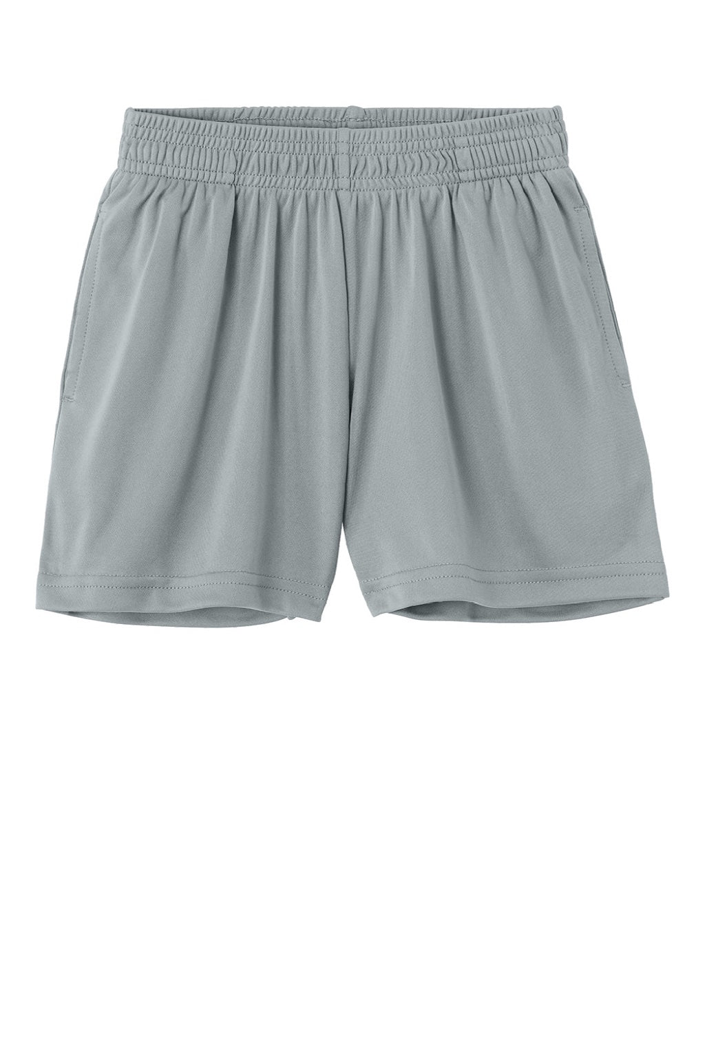 Sport-Tek YST349P Youth PosiCharge Competitor Shorts w/ Pockets Silver Grey Flat Front