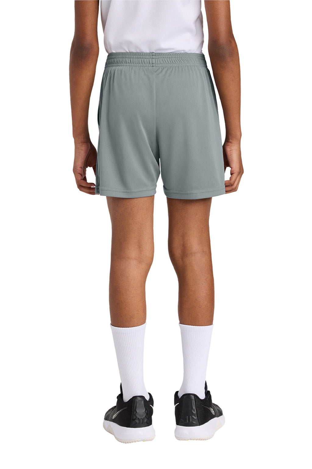 Sport-Tek YST349P Youth PosiCharge Competitor Shorts w/ Pockets Silver Grey Model Back