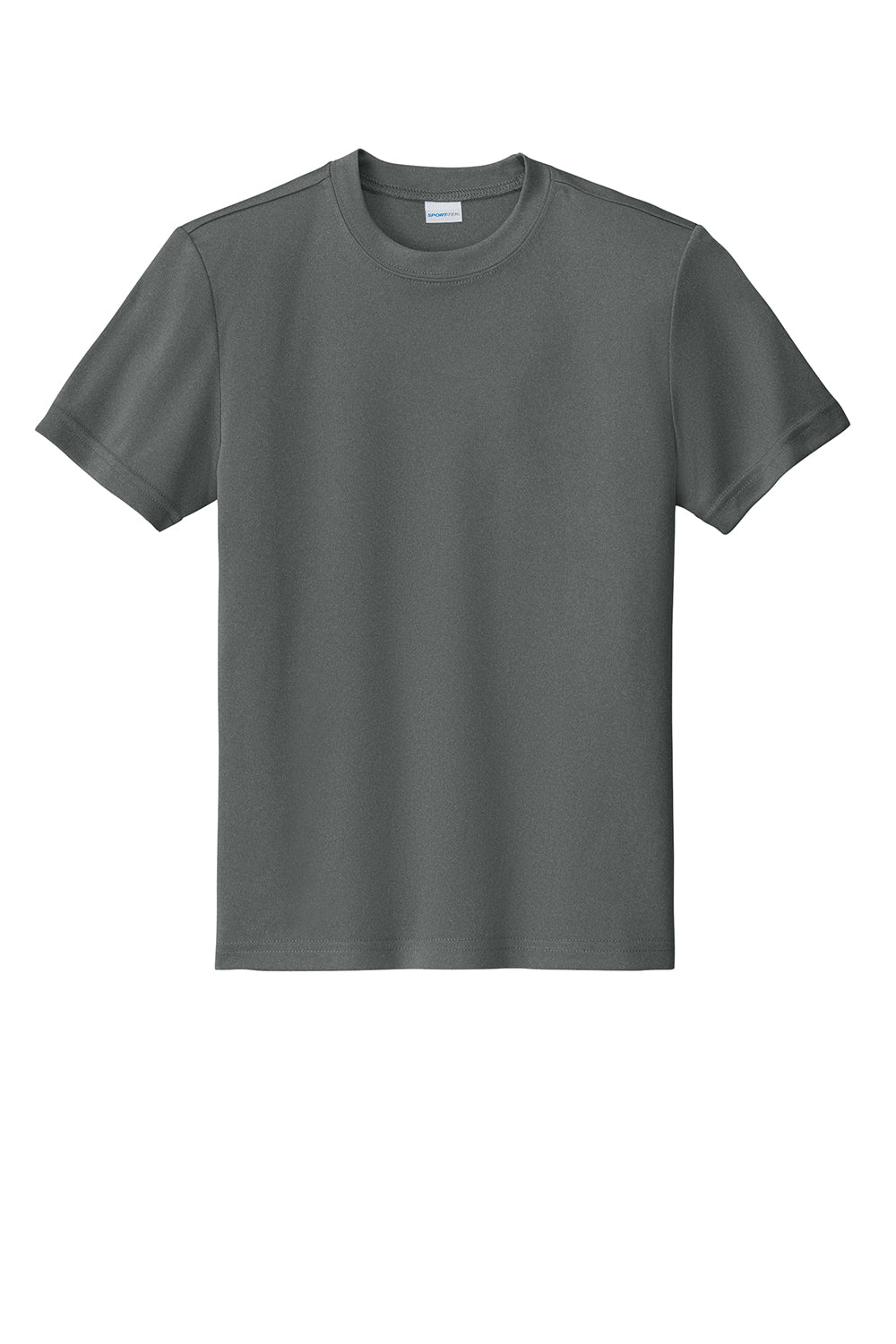Sport-Tek YST350 Youth Competitor Moisture Wicking Short Sleeve Crewneck T-Shirt Heather Iron Grey Flat Front