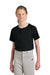 Sport-Tek YST359 Youth Moisture Wicking Competitor 2-Button Short Sleeve Henley Black Model Front