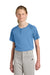 Sport-Tek YST359 Youth Moisture Wicking Competitor 2-Button Short Sleeve Henley Carolina Blue Model Front