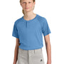 Sport-Tek Youth Moisture Wicking Competitor 2-Button Short Sleeve Henley - Carolina Blue