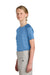 Sport-Tek YST359 Youth Moisture Wicking Competitor 2-Button Short Sleeve Henley Carolina Blue Model Side