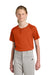 Sport-Tek YST359 Youth Moisture Wicking Competitor 2-Button Short Sleeve Henley Deep Orange Model Front