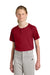 Sport-Tek YST359 Youth Moisture Wicking Competitor 2-Button Short Sleeve Henley Deep Red Model Front