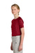 Sport-Tek YST359 Youth Moisture Wicking Competitor 2-Button Short Sleeve Henley Deep Red Model Side