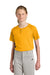 Sport-Tek YST359 Youth Moisture Wicking Competitor 2-Button Short Sleeve Henley Gold Model Front