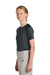 Sport-Tek YST359 Youth Moisture Wicking Competitor 2-Button Short Sleeve Henley Iron Grey Model Side