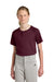 Sport-Tek YST359 Youth Moisture Wicking Competitor 2-Button Short Sleeve Henley Maroon Model Front