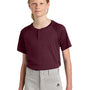Sport-Tek Youth Moisture Wicking Competitor 2-Button Short Sleeve Henley - Maroon