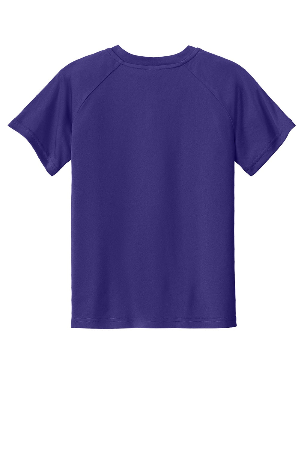 Sport-Tek YST359 Youth Moisture Wicking Competitor 2-Button Short Sleeve Henley Purple Flat Back