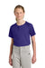 Sport-Tek YST359 Youth Moisture Wicking Competitor 2-Button Short Sleeve Henley Purple Model Front