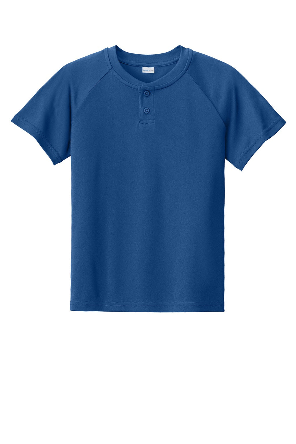Sport-Tek YST359 Youth Moisture Wicking Competitor 2-Button Short Sleeve Henley True Royal Blue Flat Front