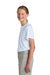 Sport-Tek YST359 Youth Moisture Wicking Competitor 2-Button Short Sleeve Henley White Model Side