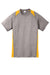 Sport-Tek YST361 Youth Contender Heather Moisture Wicking Short Sleeve Crewneck T-Shirt Heather Vintage Grey/Gold Flat Front