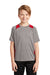 Sport-Tek YST361 Youth Contender Heather Moisture Wicking Short Sleeve Crewneck T-Shirt Heather Vintage Grey/True Red Model Front
