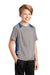 Sport-Tek YST361 Youth Contender Heather Moisture Wicking Short Sleeve Crewneck T-Shirt Heather Vintage Grey/Royal Blue Model 3q