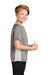 Sport-Tek YST361 Youth Contender Heather Moisture Wicking Short Sleeve Crewneck T-Shirt Heather Vintage Grey/White Model Side