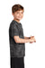 Sport-Tek YST370 Youth CamoHex Moisture Wicking Short Sleeve Crewneck T-Shirt Iron Grey Model Side