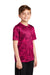 Sport-Tek YST370 Youth CamoHex Moisture Wicking Short Sleeve Crewneck T-Shirt Raspberry Pink Model 3q