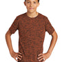 Sport-Tek Youth Electric Heather Moisture Wicking Short Sleeve Crewneck T-Shirt - Deep Orange Black Electric - Closeout