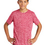Sport-Tek Youth Electric Heather Moisture Wicking Short Sleeve Crewneck T-Shirt - Power Pink Electric - Closeout