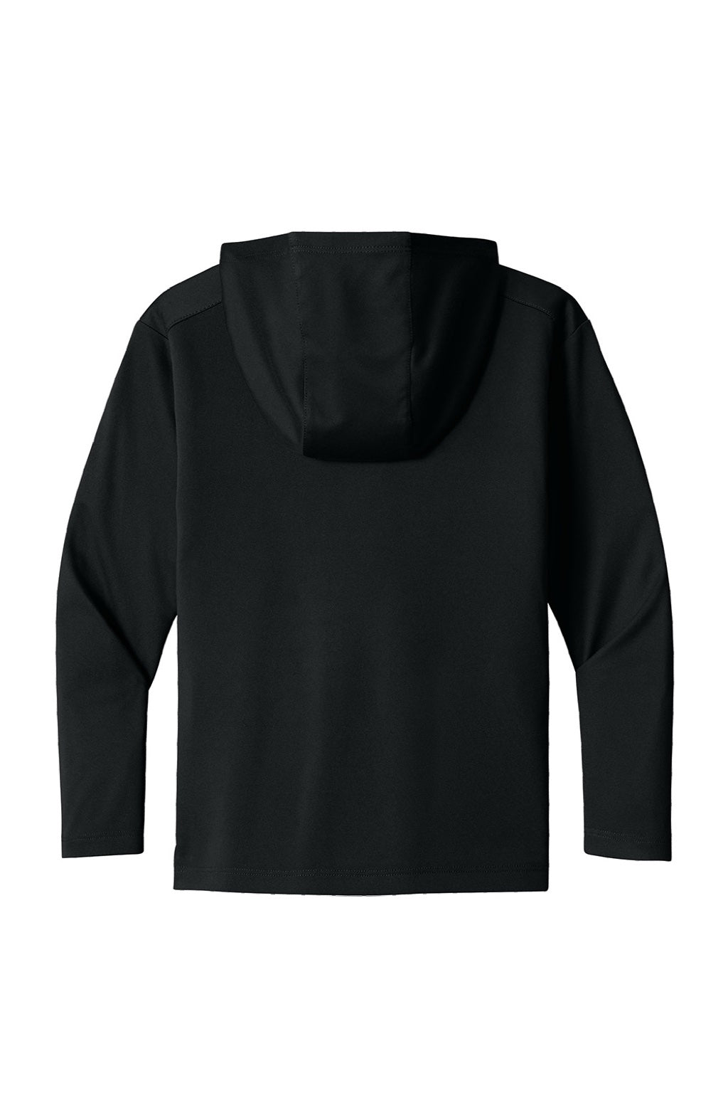 Sport-Tek YST420LSH Youth Posi-UV Pro Moisture Wicking Long Sleeve Hooded T-Shirt Hoodie Black Flat Back