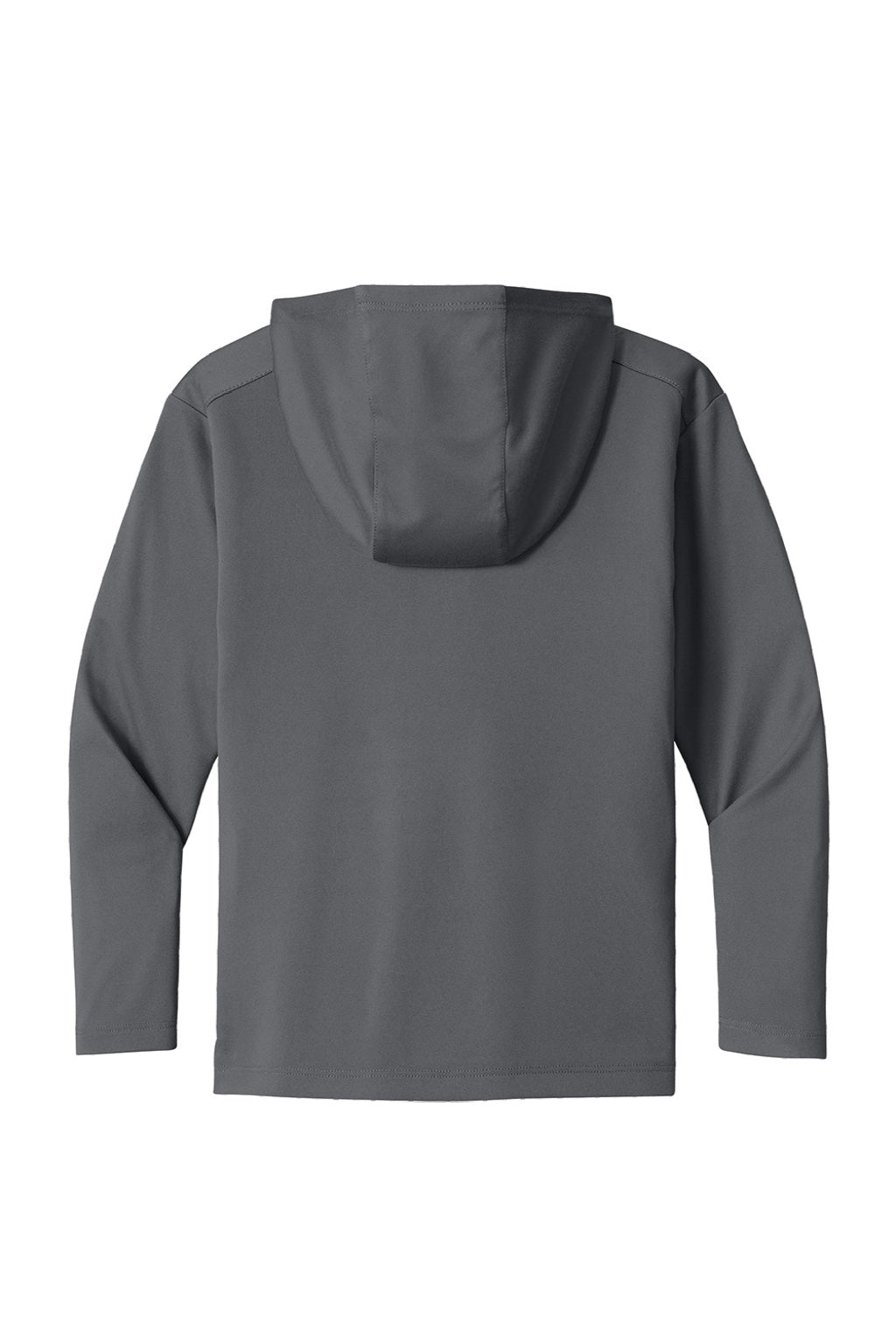 Sport-Tek YST420LSH Youth Posi-UV Pro Moisture Wicking Long Sleeve Hooded T-Shirt Hoodie Heather Dark Smoke Grey Flat Back