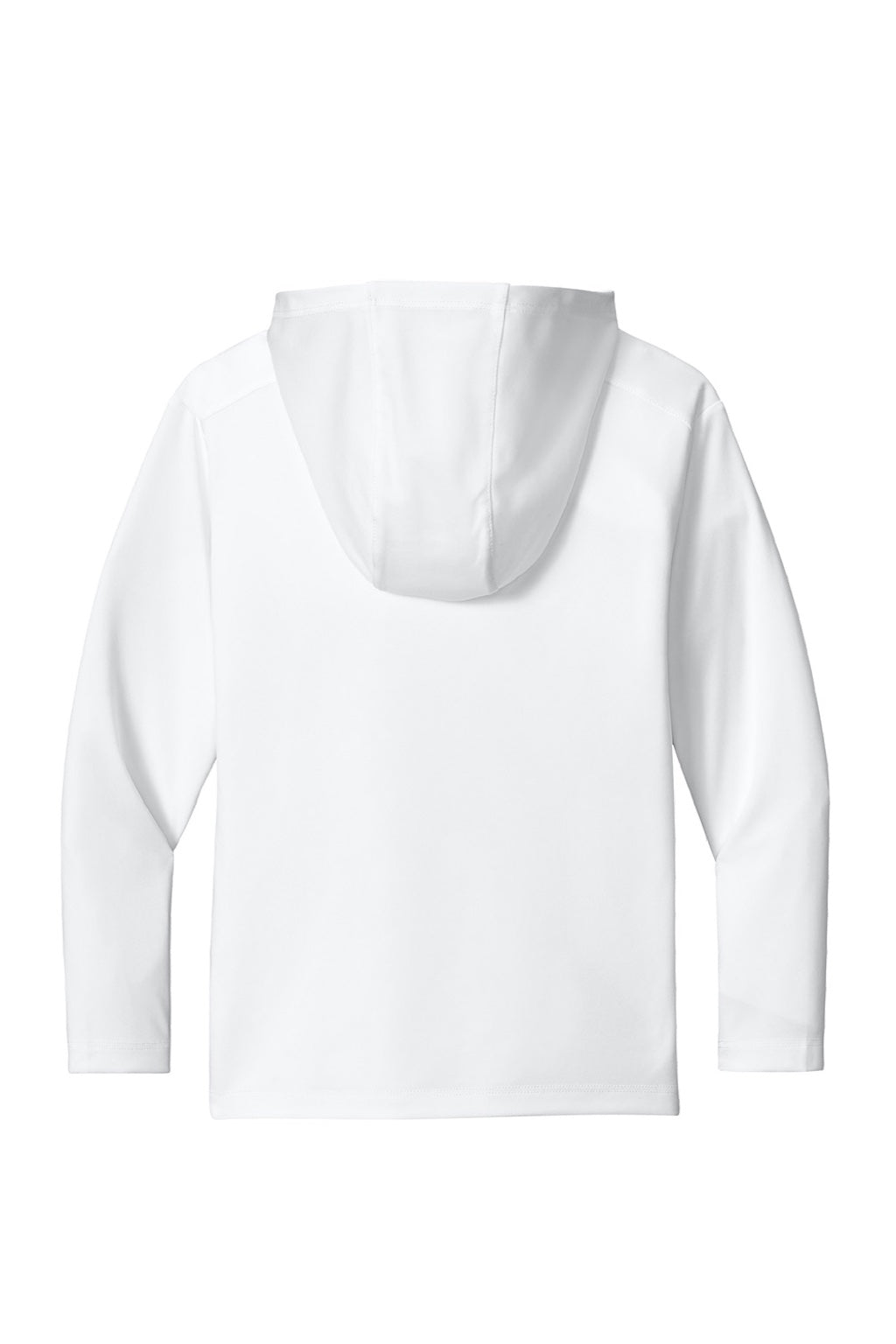 Sport-Tek YST420LSH Youth Posi-UV Pro Moisture Wicking Long Sleeve Hooded T-Shirt Hoodie White Flat Back