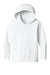 Sport-Tek YST420LSH Youth Posi-UV Pro Moisture Wicking Long Sleeve Hooded T-Shirt Hoodie White Flat Front
