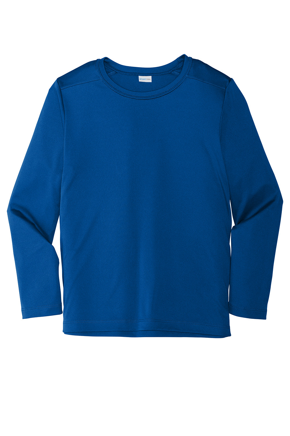Sport-Tek YST420LS Youth Moisture Wicking Long Sleeve Crewneck T-Shirt True Royal Blue Flat Front
