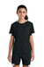 Sport-Tek YST440 Youth Club Moisture Wicking Short Sleeve Crewneck T-Shirt Black/White Model Front