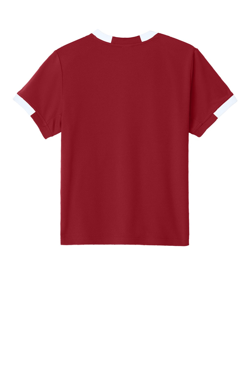 Sport-Tek YST440 Youth Club Moisture Wicking Short Sleeve Crewneck T-Shirt Deep Red/White Flat Back