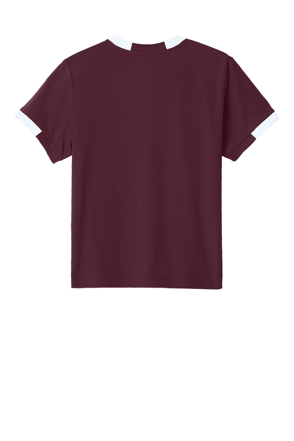 Sport-Tek YST440 Youth Club Moisture Wicking Short Sleeve Crewneck T-Shirt Maroon/White Flat Back