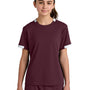 Sport-Tek Youth Club Moisture Wicking Short Sleeve Crewneck T-Shirt - Maroon/White