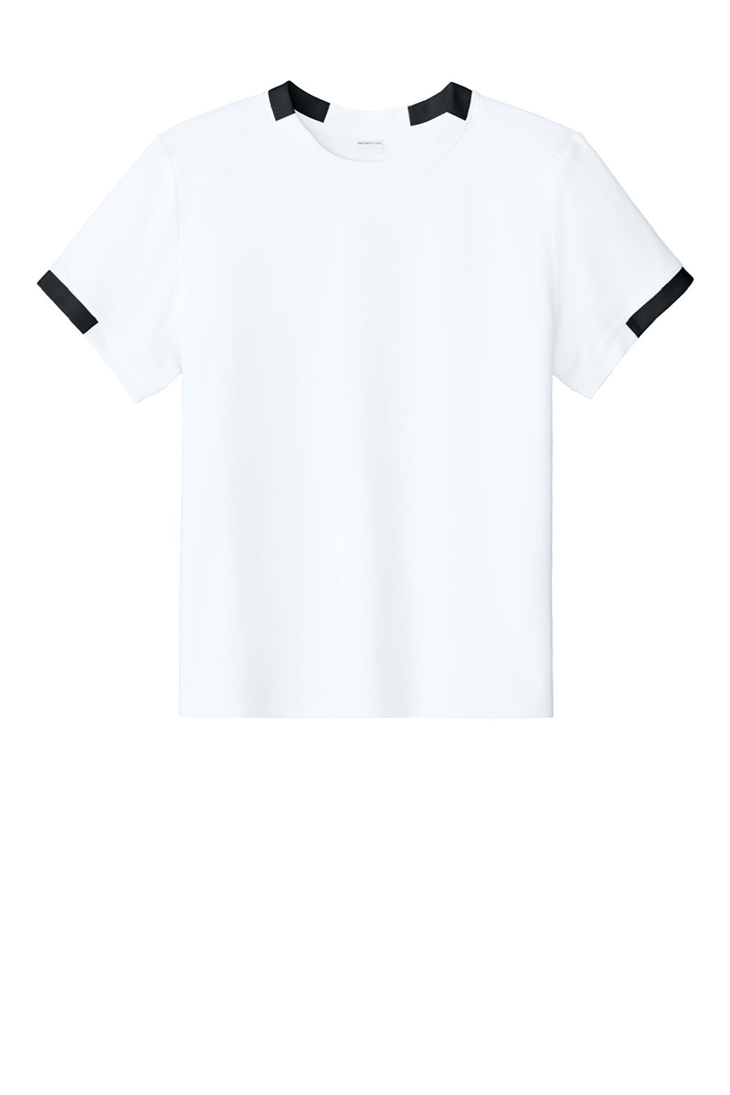 Sport-Tek YST440 Youth Club Moisture Wicking Short Sleeve Crewneck T-Shirt White/Black Flat Front