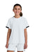 Sport-Tek YST440 Youth Club Moisture Wicking Short Sleeve Crewneck T-Shirt White/Black Model Front