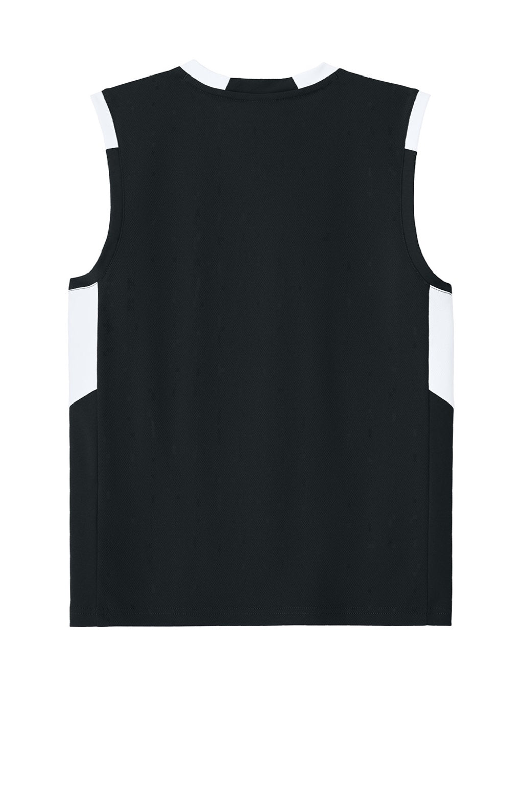Sport-Tek YST441 Youth Club Moisture Wicking V-Neck Tank Top Black/White Flat Back