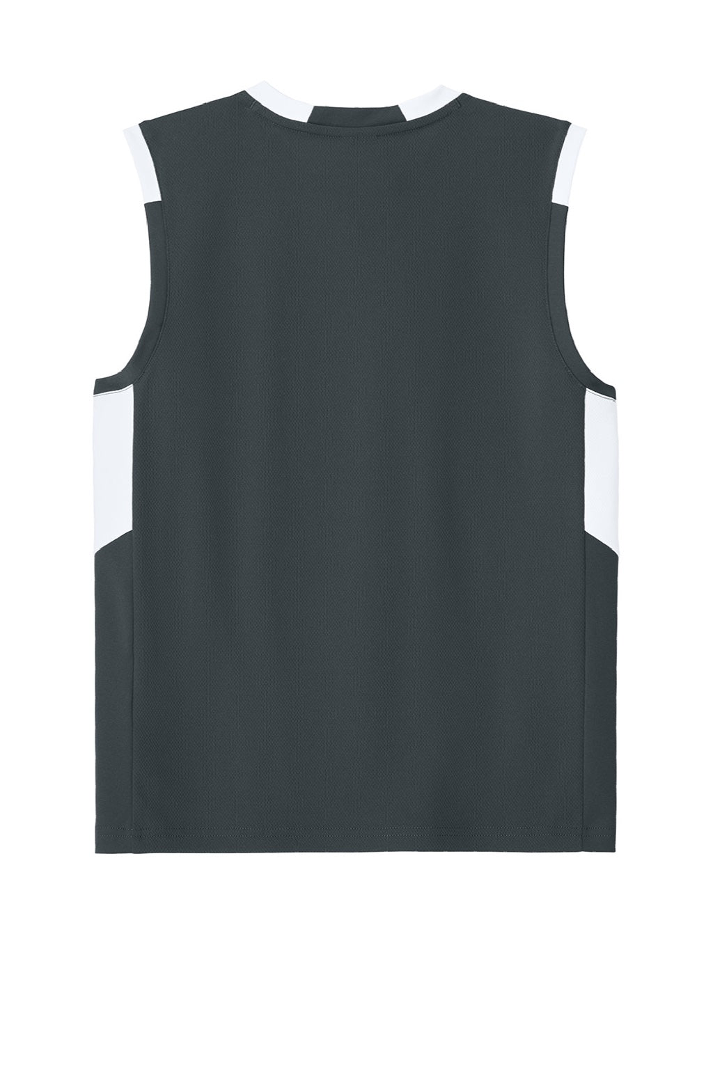 Sport-Tek YST441 Youth Club Moisture Wicking V-Neck Tank Top Iron Grey/White Flat Back