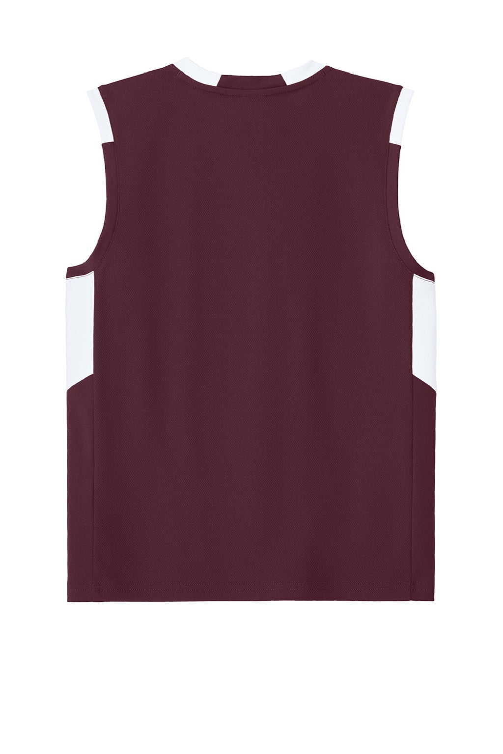 Sport-Tek YST441 Youth Club Moisture Wicking V-Neck Tank Top Maroon/White Flat Back