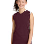 Sport-Tek Youth Club Moisture Wicking V-Neck Tank Top - Maroon/White